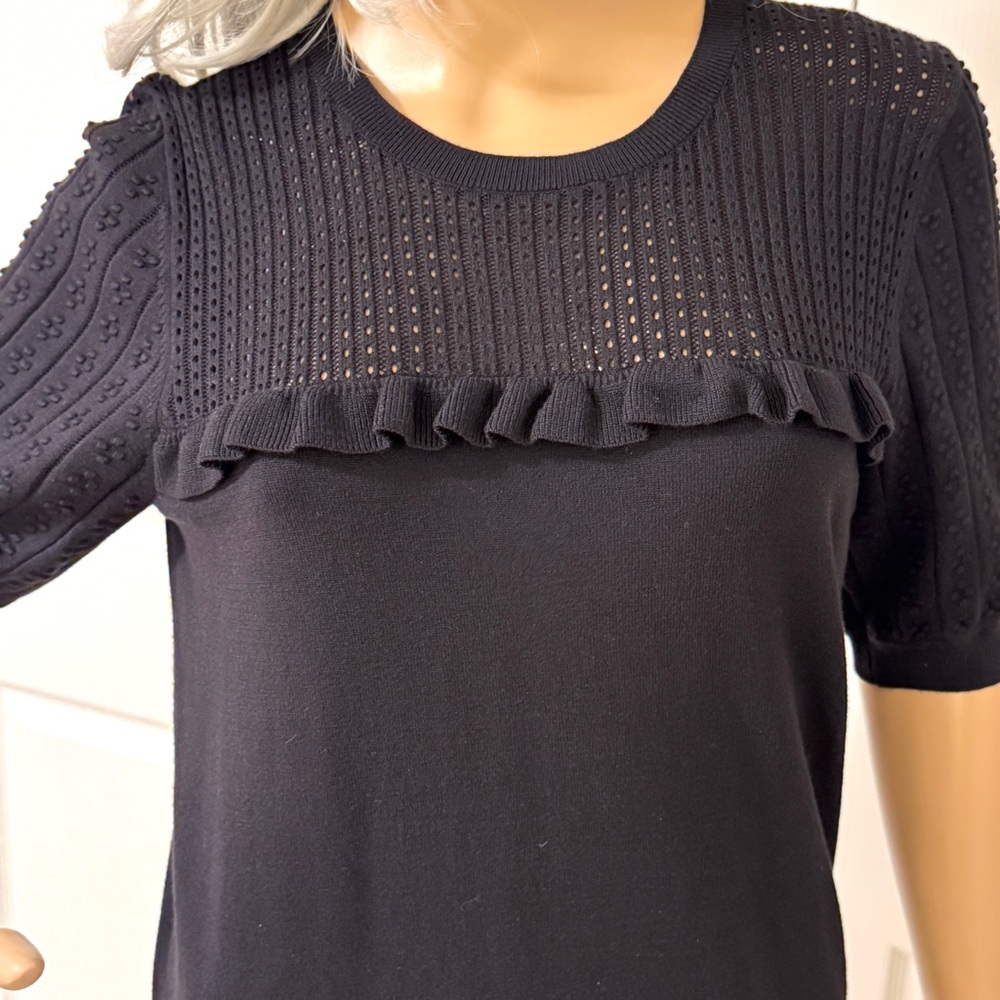LOFT Blouse Dressy Casual Black Rayon Blouse Shirt Top Sz Small - Picture 5 of 11
